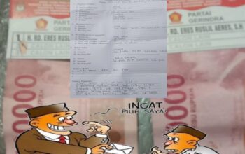 Oknum Caleg Nomor Urut 1 Dapil 2 Dari Partai Gerindra Kabupaten Tasikmalaya Diduga Kuat Lakukan Money Politik Dengan Cara Memberi Uang Kepada Masyarakat Bertempelkan Stiker Dirinya!!!